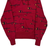 Reverse Weave Champion Spellout Hoodie - Small Red Cotton