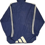 Three Stripes Adidas Striped Windbreaker - Small Blue Polyamide