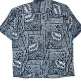 Puritan Floral Hawaiian Shirt - Large Blue Viscose