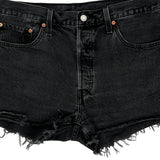 Levis Denim Shorts - 34W UK 14 Black Cotton