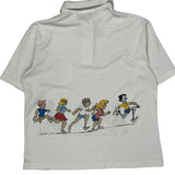 Graphic Coca-Cola Cartoon Polo Shirt - Large White Cotton