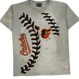 Orioles Youth Liquid Blue Graphic T-Shirt - Large White Cotton