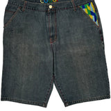 Embroidered Coogi Graphic Denim Shorts - 38W 11L Multicoloured Denim