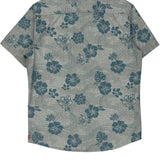 Quiksilver Floral Hawaiian Shirt - Medium Blue Cotton