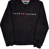 Tommy Hilfiger Spellout Sweatshirt - Large Black Cotton