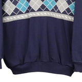 John Blair Collared Sweatshirt - Large Navy Cotton Blend