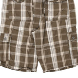 Guess Checked Cargo Shorts - 36W 13L Brown Cotton