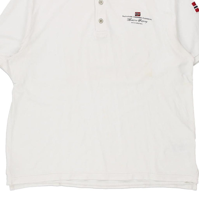 Vintage white Napapijri Polo Shirt - mens xxx-large