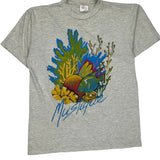 Made In USA Single Stitch Magic Tees Graphic T-Shirt - Large Grey Cotton