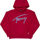 Tommy Jeans Spellout Hoodie - Small Red Cotton