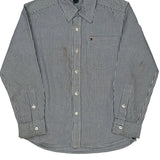 Age 8-10 Tommy Hilfiger Striped Shirt - Medium Blue Cotton