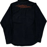 Motorcycle Harley Davidson Graphic Denim Shirt - Medium Black Cotton