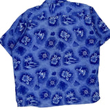 Pineapple Connection Floral Hawaiian Shirt - Large Blue Viscose