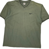 Nike V-Neck T-Shirt - XL Green Cotton