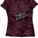 Harley Davidson Graphic T-Shirt - Large Burgundy Cotton