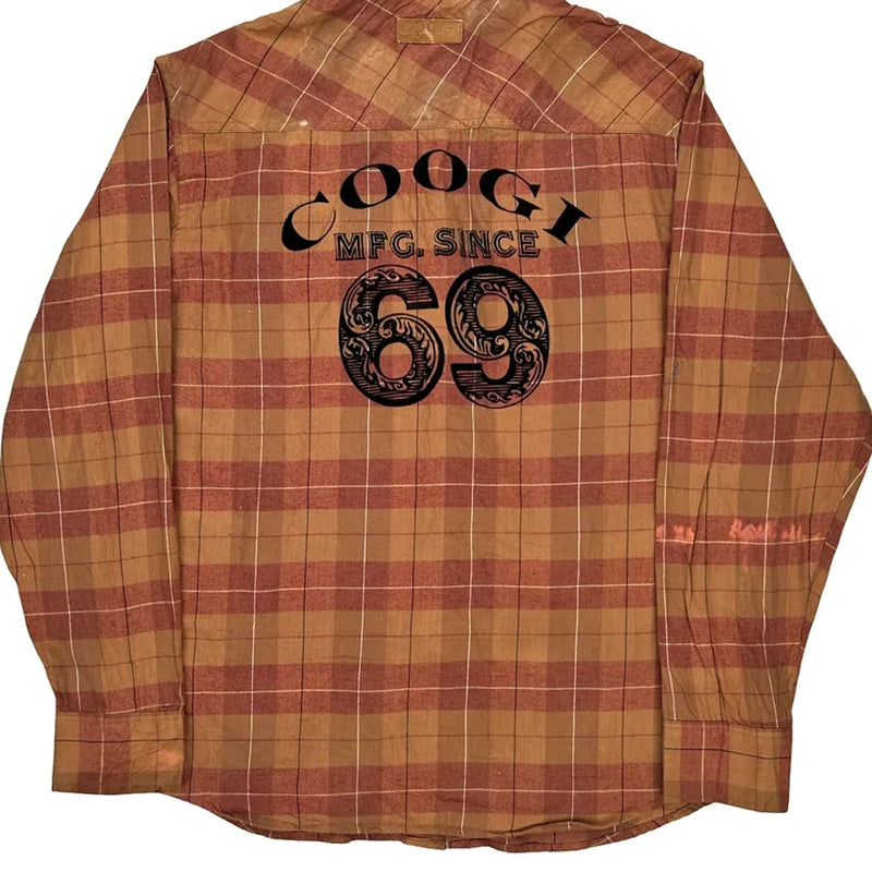Coogi Checked Flannel Shirt - XL Brown Cotton