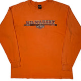 Milwaukee Harley Davidson Graphic Long Sleeve T-Shirt - 2XL Orange Cotton