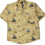 Puritan Graphic Hawaiian Shirt - Large Beige Cotton