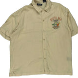 Rhythm & Blues Puritan Graphic Hawaiian Shirt - Large Beige Viscose