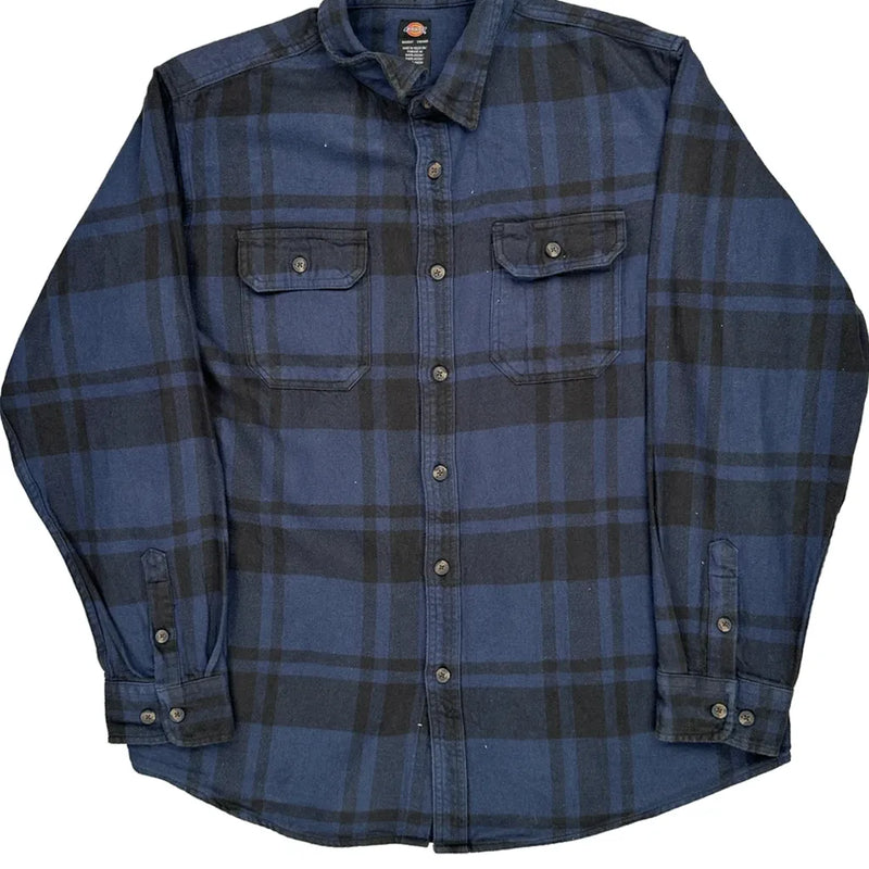 Dickies Checked Flannel Shirt - XL Black Cotton