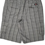 Dickies Checked Cargo Shorts - 38W 10L Grey Cotton
