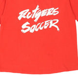 Single Stitch 1980s Rutgers Soccer.  Adidas Graphic T-Shirt - Large Red Cotton