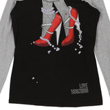 Love Moschino Graphic Long Sleeve Top - Medium Black Cotton Blend
