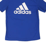 Age 9-10 Adidas Spellout T-Shirt - Small Blue Polyester