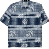 Vintage Southpole Floral Hawaiian Shirt - Medium Blue Polyester