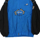 Pfizer Racing Team Checkered Flag Nascar Jacket - Large Blue Nylon