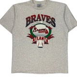 Vintage Atlanta Braves Hanes Single Stitch T-Shirt - XL Grey Cotton