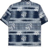 Vintage Southpole Floral Hawaiian Shirt - Medium Blue Polyester