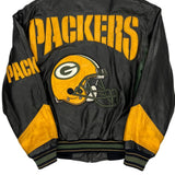 Vintage Green Bay Packers Carl Banks Nfl Leather Jacket - Small Black Leather