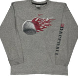 Vintage Nike Graphic Long Sleeve T-Shirt - XL Grey Cotton