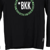 Age 9-10 Bikkembergs Spellout Long Sleeve T-Shirt - Small Black Cotton