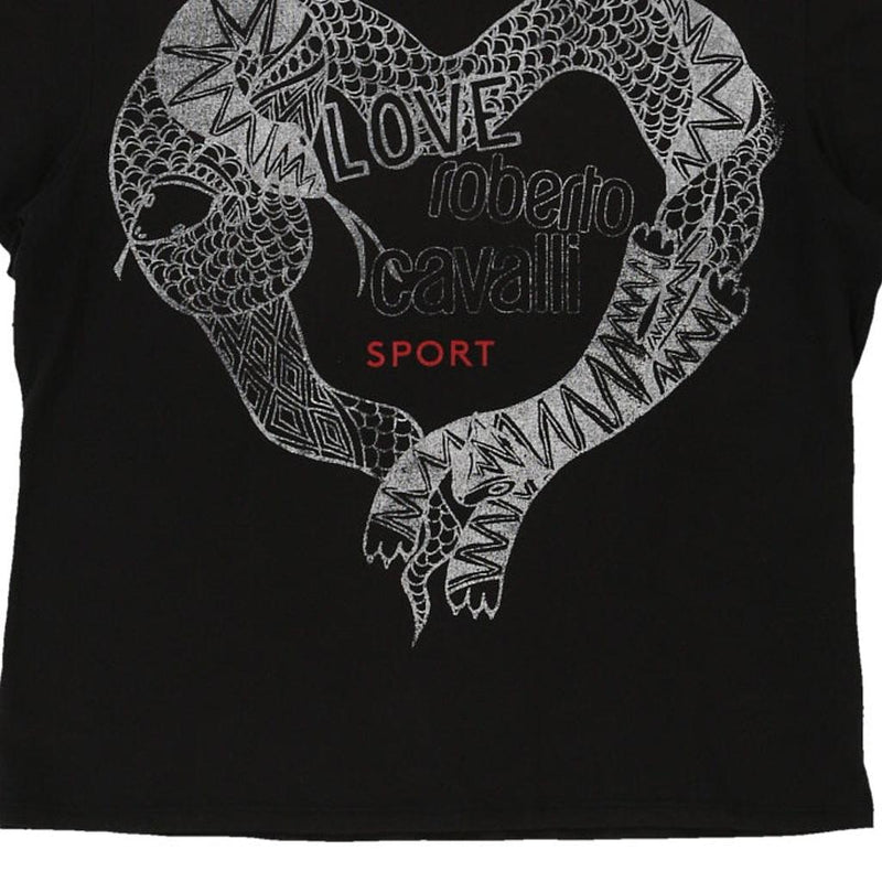 Roberto Cavalli Sport Graphic T-Shirt - Medium Black Cotton