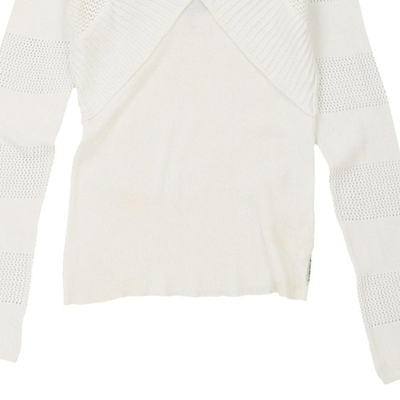 Armani Jeans V-neck Jumper - Large White Cotton