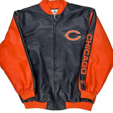 Vintage Chicago Bears Nfl Bomber Jacket - XL Black Faux Leather