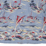 Age 11-12 Liz Claiborne Hawaiian Shirt - Medium Blue Cotton Blend