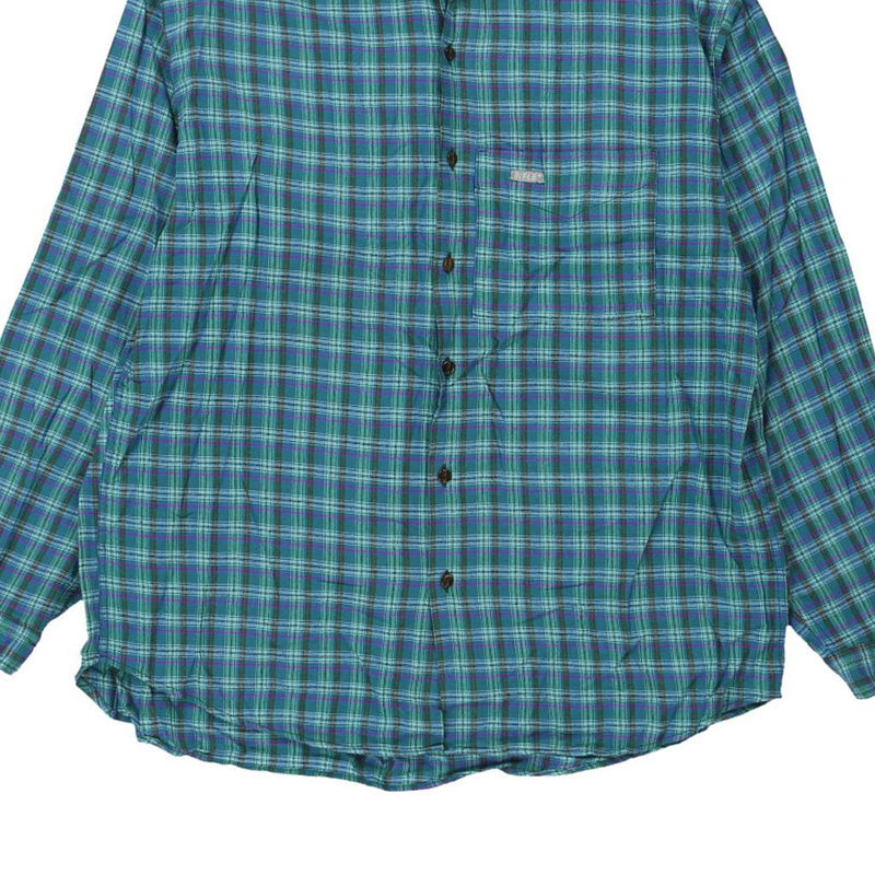 Rifle Checked Flannel Shirt - XL Blue Cotton