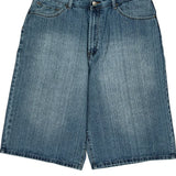 Hip Hop Three Denim Shorts - 34W 14L Blue Cotton