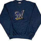 Vintage Majestic Graphic Sweatshirt - Medium Navy Cotton Blend