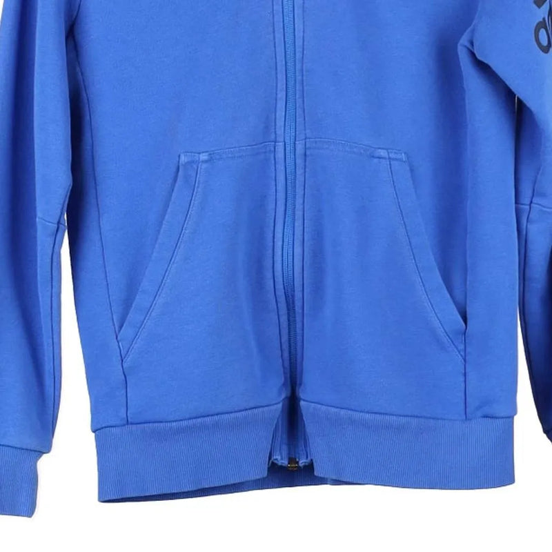 Age 11-12 Adidas Spellout Hoodie - Medium Blue Cotton Blend