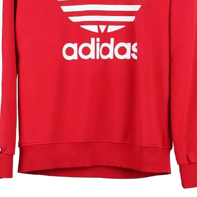 Age 13-14 Adidas Spellout Hoodie - Small Red Cotton Blend