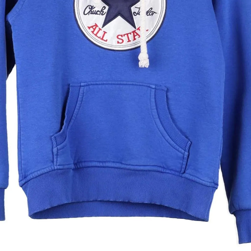 Age 13-14 Converse Spellout Hoodie - XL Blue Cotton Blend