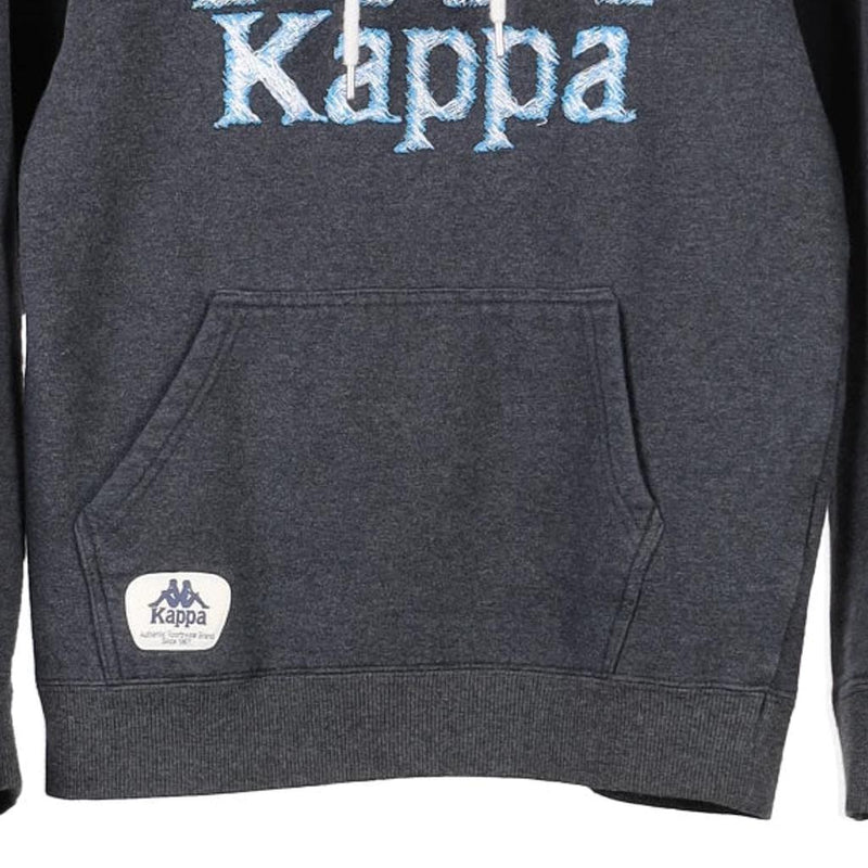 Age 13-15 Kappa Spellout Hoodie - Small Grey Cotton Blend