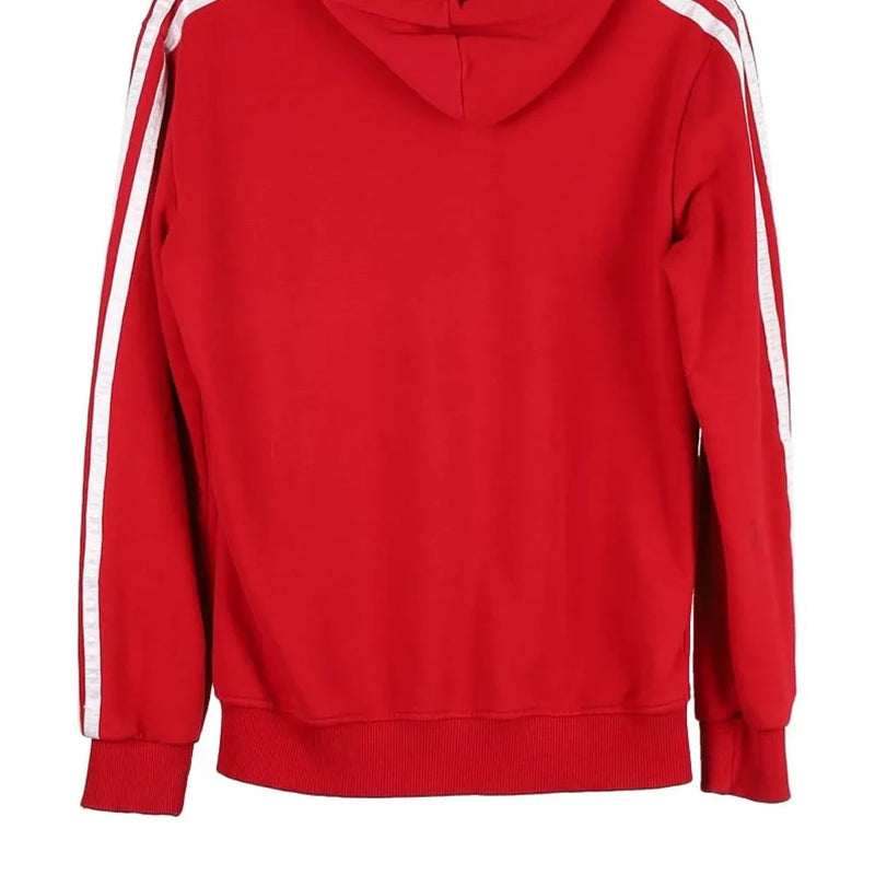 Age 13-14 Adidas Spellout Hoodie - Small Red Cotton Blend