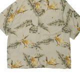 Holland America Line Floral Hawaiian Shirt - XL Beige Viscose