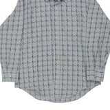 1970's Kmart Patterned Shirt - XL Blue Polyester