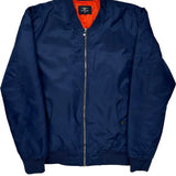 Vintage AsstSeries Bomber Jacket - Medium Blue Polyester